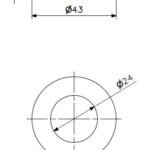 Skive M24 gummi 43x24x2 (teknisk tegning med dimensjoner)