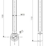 Eye bolt M10x100 brass (technical drawing with dimensions)