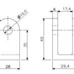 Bevestigingsbrug M10/M12 aluminium (technische tekening met afmetingen)