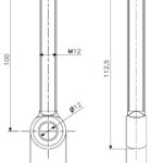 Eye bolt M12x100 brass (technical drawing with dimensions)