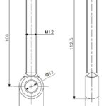 Eye bolt M12x100 stainless steel (technical drawing with dimensions)