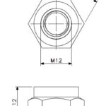 Self locking nut M12 stainless steel (technical drawing with dimensions)