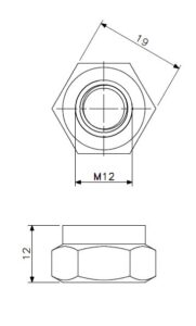 Borgmoer M12 rvs (technische tekening met afmetingen)