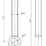 Eye bolt M16x120 brass (technical drawing with dimensions)