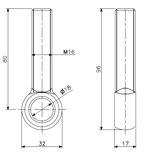 Augenschraube M16x80 Edelstahl (18) (technische Zeichnung mit Maßangaben)