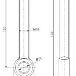 Boulon à bascule M16x120 inox (dessin technique avec dimensions)