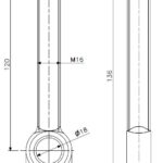 Øyebolt M16x120 rustfritt stål (18) (teknisk tegning med dimensjoner)