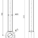Boulon à bascule M20x180 laiton (dessin technique avec dimensions)
