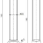 Øyebolt M20x160 rustfritt stål (teknisk tegning med dimensjoner)