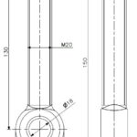 Øyebolt M20x130 rustfritt stål (teknisk tegning med dimensjoner)