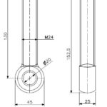 Augenschraube M24x130 Messing (technische Zeichnung mit Maßangaben)