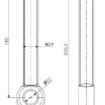 Boulon à bascule M24x180 inox (dessin technique avec dimensions)