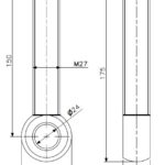 Eye bolt M27x150 brass (technical drawing with dimensions)