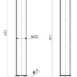 Eye bolt M30x280 stainless steel (technical drawing with dimensions)