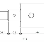 Sveisehylse 64mm rustfritt stål for blind dørvrider (teknisk tegning med dimensjoner)