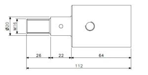 Laspot 64mm rvs voor blindklink (technische tekening met afmetingen)