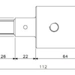 Sveisehylse 64mm stål for blind dørvrider (teknisk tegning med dimensjoner)