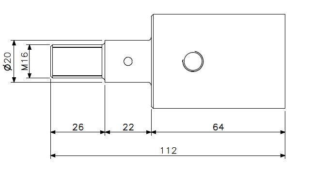 Sveisehylse 64mm stål for blind dørvrider (teknisk tegning med dimensjoner)