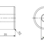 Manchon fileté M12 inox (Ø40x35) (dessin technique avec dimensions)