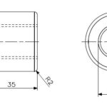 Manchon fileté M20 inox (Ø40x35) (dessin technique avec dimensions)