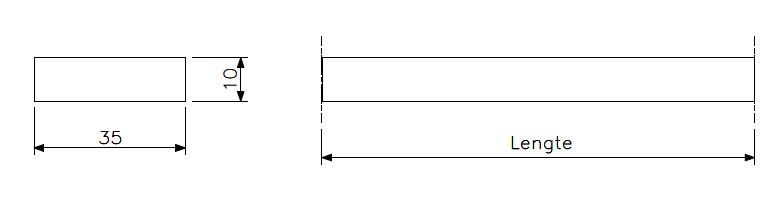 Gummipakning 35x10 svamp 15°Shore (teknisk tegning med dimensjoner)