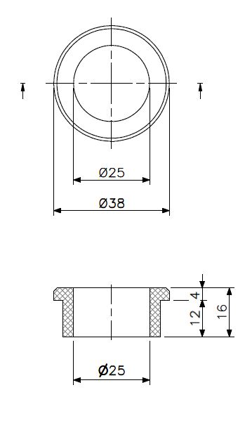 Bearing bush bronze (technical drawing with dimensions)