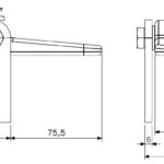 Charnière trappe légère M10 alun/acier droite/ronde (dessin technique avec dimensions)
