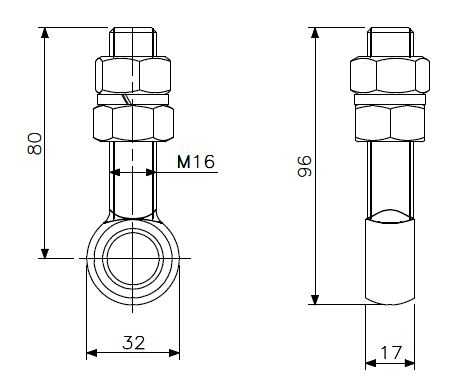 Hinge bolt M16x80 st. st. (18) complete