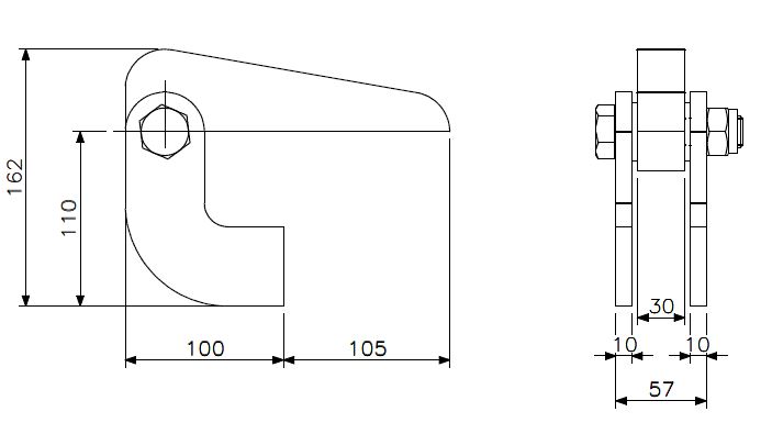 Charnière trappe robuste M20 AL/AL (dessin technique avec dimensions)