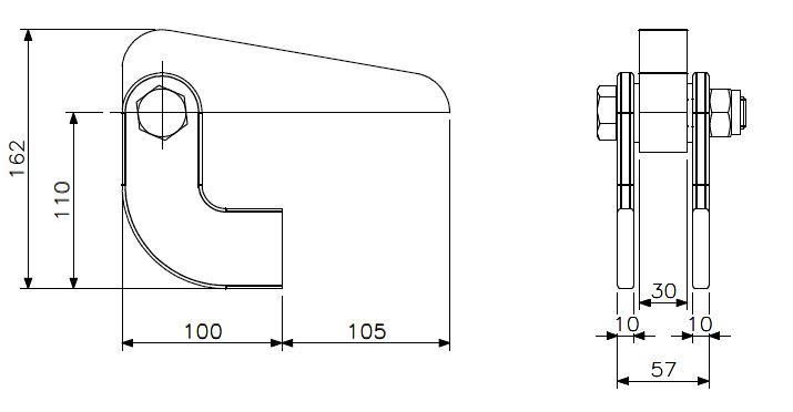 Charnière trappe robuste M20 AL/AC (dessin technique avec dimensions)