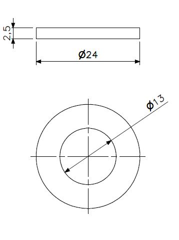 Rondelle M12 inox (dessin technique avec dimensions)