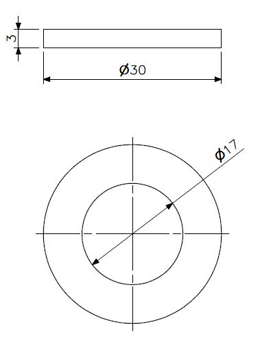 Rondelle M16 galvanisé (dessin technique avec dimensions)