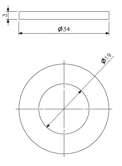 Rondelle M18 inox (dessin technique avec dimensions)