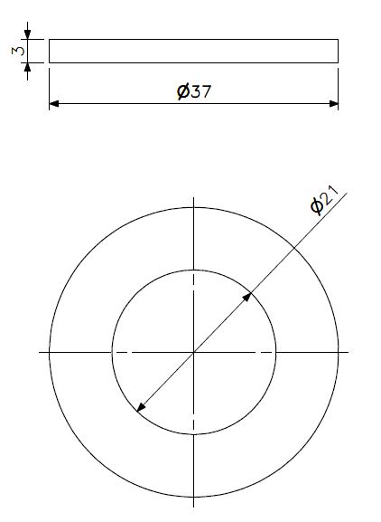 Rondelle M20 laiton (dessin technique avec dimensions)