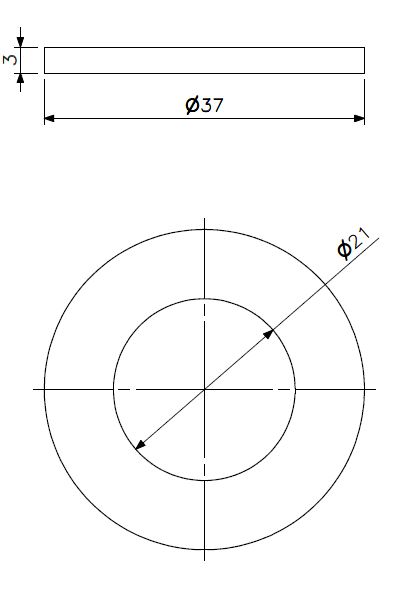 Rondelle M20 inox (dessin technique avec dimensions)