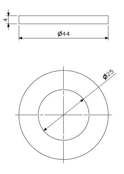 Skive M24 rustfritt stål A2 (teknisk tegning med dimensjoner)