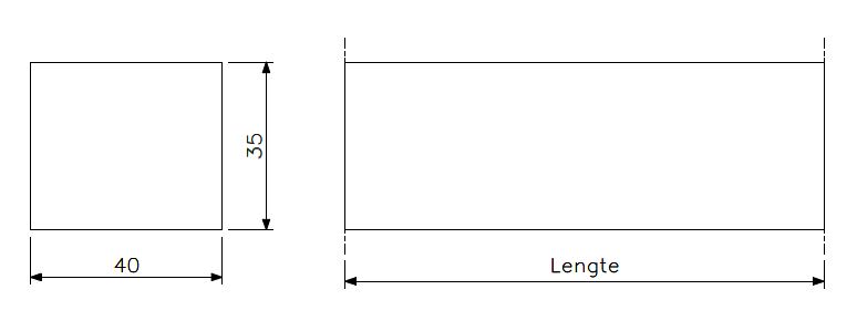 Gummipakning 40x35 svamp 15°Shore (teknisk tegning med dimensjoner)
