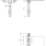 Hengsel M12x100 rustfritt stål ST (teknisk tegning med dimensjoner)