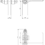 Slotted hinge M20 steel CT (technical drawing with dimensions)