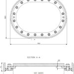 Mannloch C Oval Stahl verz. l/W 620x420 (technische Zeichnung mit Maßangaben)