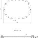 Mannhull A oval rustfritt stål overflatemontert c/o 620x420 (teknisk tegning med dimensjoner)