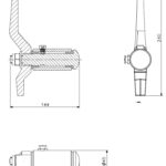 Loquet de porte 80mm aluminium aveugle (dessin technique avec dimensions)