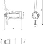 Dørvrider 93mm stål senket bøssing med rustfritt stålhendel (teknisk tegning med dimensjoner)