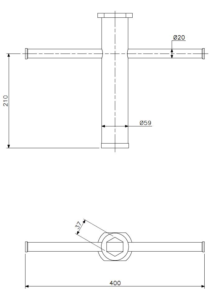 Nøkkel mannhull CB I stål (teknisk tegning med dimensjoner)