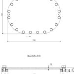 Mannloch A Oval Aluminium flach (technische Zeichnung mit Maßangaben)