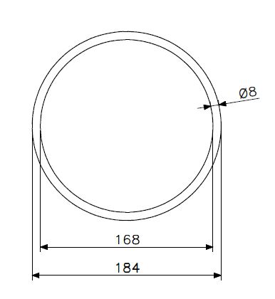 Gummipakning Ø 176x8 (HG250) (teknisk tegning med dimensjoner)