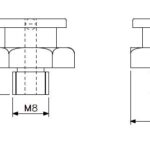 Smørenippel M8 messing med stort hode (teknisk tegning med dimensjoner)