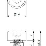 Trykkfjær M10 rustfritt stål (teknisk tegning med dimensjoner)